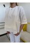 Ecru Drawstring Detailed T-Shirt - 4