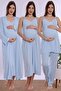 Soft Textured Adjustable Waist Elastic Maternity and Postpartum Set with Breastfeeding Feature Effortt - Blue