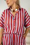 Women's Red Blue Shirt Pants Set - 3