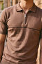 Men's Striped Cotton Dark Brown Polo Collar T-Shirt - 6