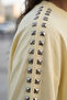 Women's Short Sleeve Blouse with Staple Detail on the Shoulder - 4