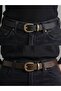 100% Genuine Leather Set of 2 Women's 2.8 cm Jean Belt with Antique Buckle Pants Belt - 3