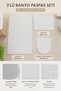 Gray 3-Piece Large Size Bathroom Rug Mat Set Non-Slip Leather Based Washable Toilet Set Venisa - 3