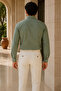 Men's Green Striped Linen Shirt Regular Fit - 5