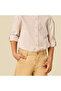 Mandarin Neck Long Sleeves Shirt and Shorts Set with Stripes - 5