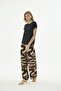 Women's Black Short Sleeve Wide Leg Patterned Trousers Set C1T9N412 - 2