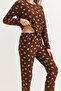 Women's Brown Biscilet Collar Printed Pajama Set - 3