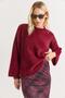 Women's Crew Neck Oversize Soft Fuzzy Claret Red - 4