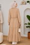 Women's Plain Shirt Collar Belt Detail Hijab Dress - 2