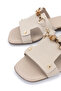 Women's Genuine Leather Nude Flat Slippers - 4