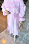 Pink Collar Ruffled Waist Tie Dress - 4