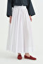 Elastic Waist Gathered Cotton Skirt - White - 2