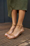 Flexi Women's Nude Caramel Patent Leather Single Strap Mini Heel Sandals - 6