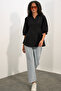 Women's Long Waist-Slit Shirt 1506 - Black - 2