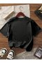 Printed Black - White - Anthracite 3-Piece Children's T-Shirt 100% Cotton Short Sleeve Knitted Crew Neck - 4
