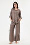 Women's Mink Italian 100% Linen Lace Back Low-Cut Top and Bottom Linen Set Size 38 - 44 - 2