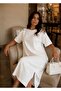 Women's White Stone Detailed Oversize Maxi Dress