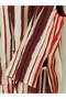 Özmarka New Season Burgundy V-Neck Striped Women's Vest - 7