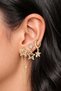 Gold Colored Zircon Stone Chain Star Dangle 3-Piece Earring Set - 2