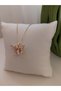 Zircon Stone Enamel Pearl Detailed Butterfly Steel Women's Necklace - 4