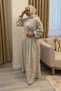 Women's Large Floral Printed Long Cotton White Muslin Dress - 2