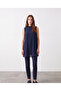 Classic Cut Chiffon Detailed Sleeveless Tunic - Y26-10270 - Navy Blue