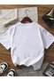 Printed White-Black-White 3-Piece Children's T-Shirt 100% Cotton Short Sleeve Knitted Crew Neck - 3
