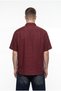 Men's Short Sleeve Oversize Linen Shirt Claret Red - 3