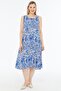 Fashion |   Plus Size Blue Wave Patterned Summer Dress |   100% Viscose |   Flowing |   Daily Comfortable |   M - 6