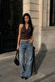 Women's Brown - Blue Polka Dot Degaje Collar Crop Top - 5