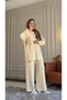 6420 - Stylish Comfortable Single Jersey Knit Modal Loose Zippered Wide Collar Pocket Detailed Women's Set - 4