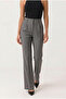 Women's Smoked Premium Polyviscon Buttoned Gray Woven Trousers with Elastic Back Ela-2328 - 6