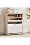 Maguri Shoe Rack 12 Pairs With 2 Door - White & Natural - 2