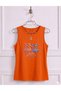 Flamingo Printed Women's (Off Shoulder) Sleeveless T-Shirt with Straps - 2