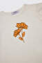 Girl's Ecru Short Sleeve T-shirt - 3
