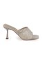 Women's Stoned Heeled Slippers Open Toe Stylish Thin Goblet Heel Evening Dress Satin L085.K123/1 - 2