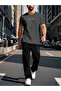 Men's Cotton Signature Printed Crew Neck T-Shirt Jogger Sweatpants Set - 3