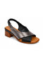 Mila Black Silver Detailed Genuine Leather Women's Sandals