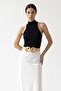 Women's Elastic Waist Belt with Metal Buckle - 2