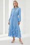 Long Sleeve Tie-Waist Skirted Regular Midi Dress - 4