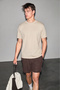Fayon Men's Soft and Flexible Fabric Organic Cotton Round Neck Beige T-Shirt