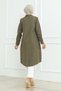 Women's Premium Extra Long Daily Khaki Polo Collar Hijab Shirt Dress - 7