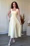 Square Neck Flared Midi Dress with Scarf Detail on the Back - 2