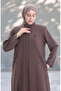 Plus size metal beaded zippered abaya 6148-07 mink - 4