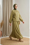 Hakim Collar Buttoned Hijab Double Set 2284-03 Oil Green - 2