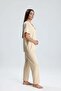 Women's Milan Fabric Buttoned Collar Patterned Short Sleeve Long Pants Pajama Set - 5