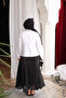 White Collar Tie-Up Pleated Shirt - 5