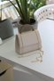 Women's Cream Leather Evening Dress Shoulder Bag with Stone Detail - 3