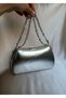 Women's Metallic Silver Stone Chain Special Design Event Evening Dress Portfolio Bag