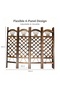 FFD 4-Panel Solid Wood Room Divider Classic Brown Wooden Partition Folding Privacy Screen for Living Room Bedroom Office - 2